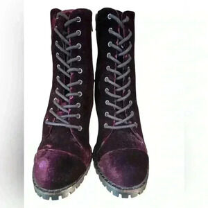 Report Signature Purple Velvet Lace Up Boots.